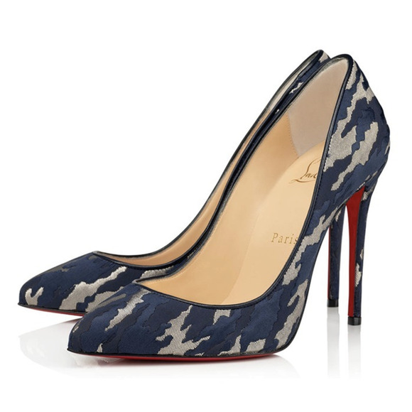 Christian Louboutin Pigalle Follies 100 Blue Camo JQ Camouloubi Heel Pump 37.5 - Picture 1 of 12
